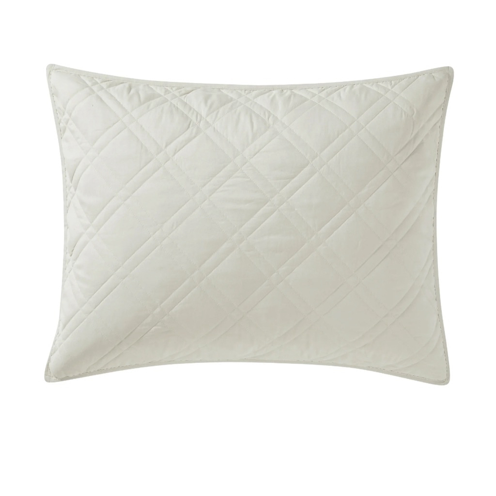 NEW Mainstays Beige King Quilted Diamond Pillow Sham set of 2 - Picture 2 of 6